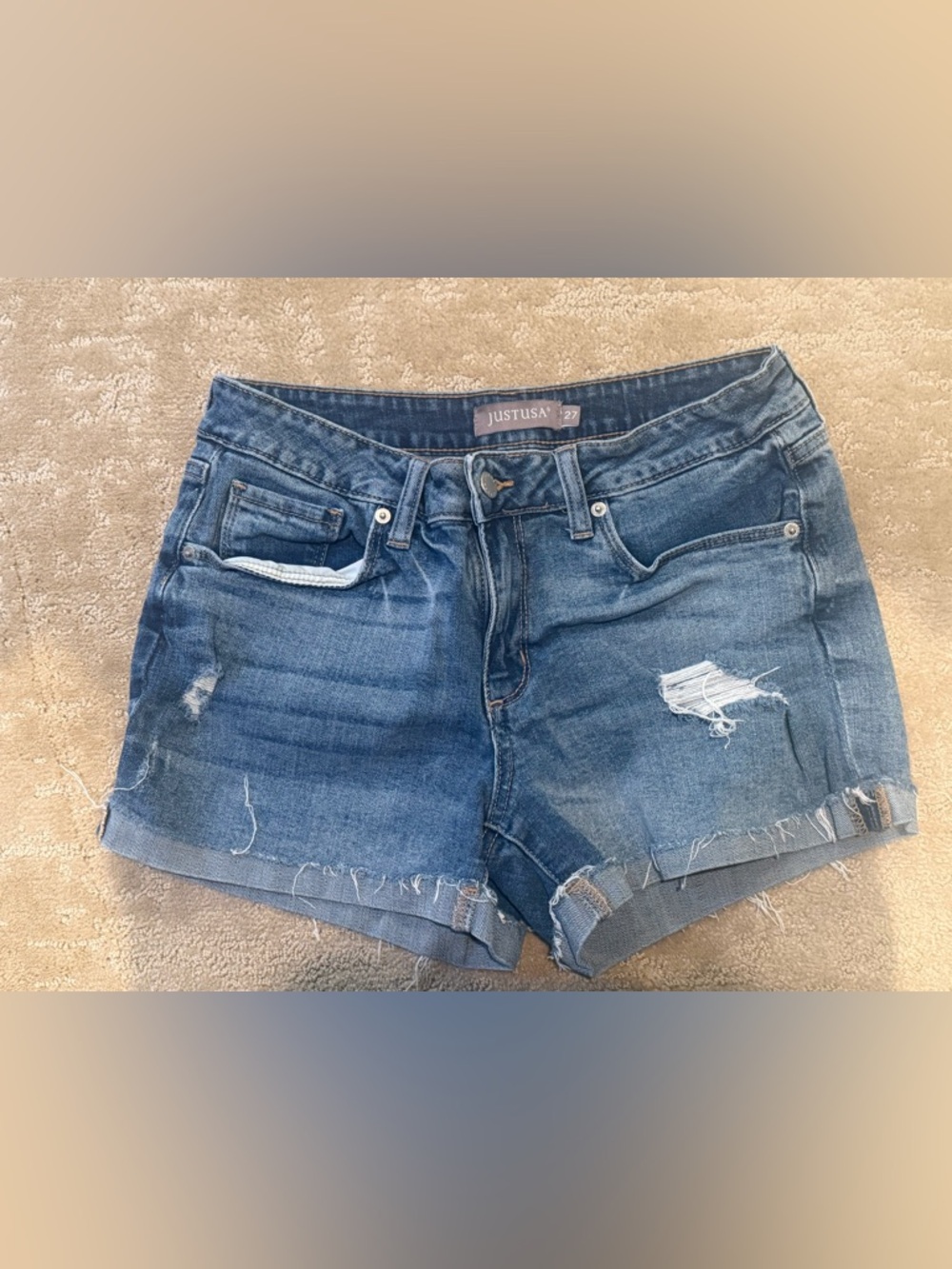 Just USA Blue Denim Jeans with Contrast Stitching